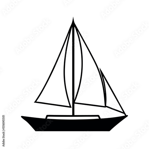 Ketch Sailing Boat Line Drawing