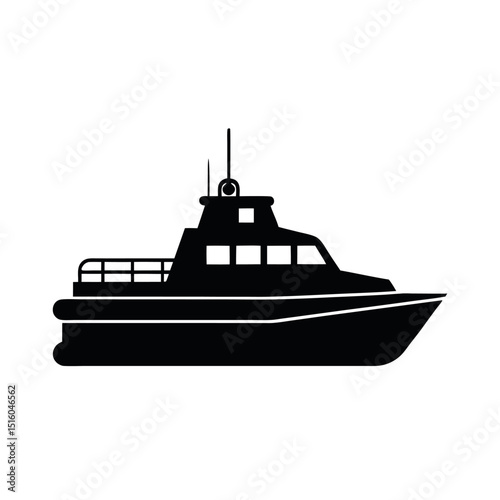Speedy Patrol Boat Black Silhouette