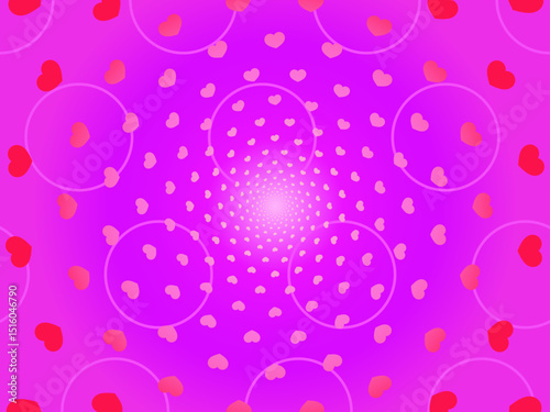 vector illustration created by many gradient heart objects in gradient background