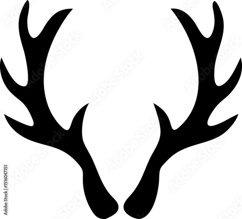 Simple Silhouette Icon of Antlers Representing Elk or Deer Isolated on a White Background Perfect for Wildlife Hunting or Nature Themed Designs