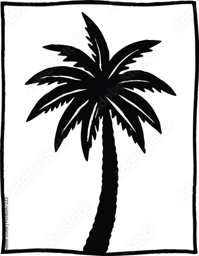 silhouette of palm tree with frame