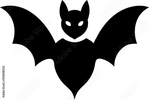 Detailed vector illustration of a vampire bat in flight featuring a classic black silhouette with intricate wing details and sharp features design