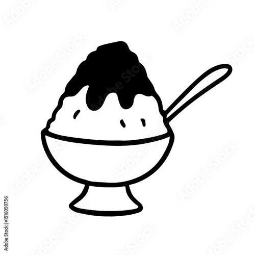 かき氷　線画　手書き