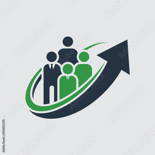 A symbolic vector of business team development and growth representing teamwork success and upward progress on a clean white background