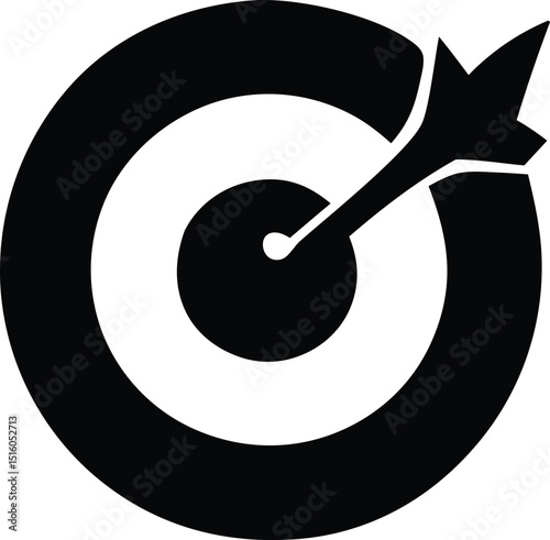 Bullseye target with dart achieving perfect accuracy and precision