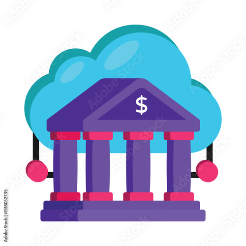 Cloud Banking Vector style icon. Eps 10 file