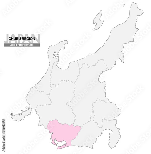日本地図 中部地方 愛知県 県境有り 03