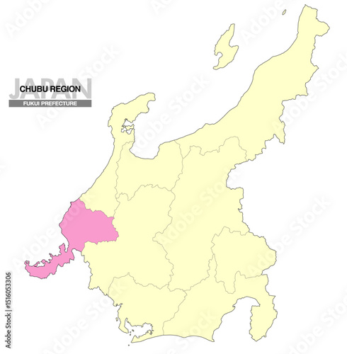 日本地図 中部地方 福井県 県境有り 02