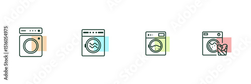 icon 4 types of washing machine. simple design. vector illustration