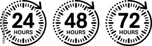 24 48 72 hours timer icons clock countdown