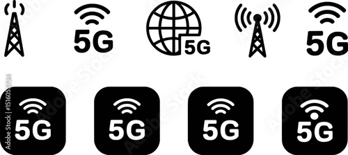 5g network icons global connectivity wireless technology