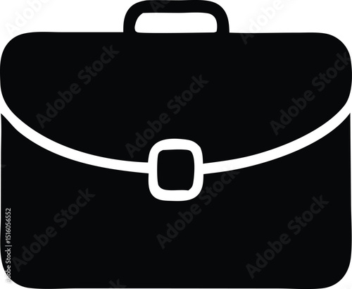 Simple black and white illustration of a classic briefcase