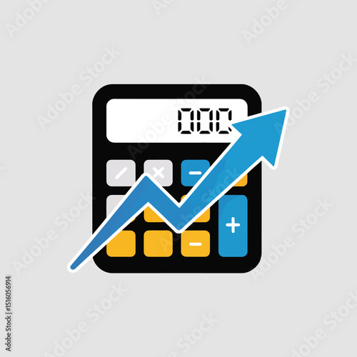 Financial growth conceptualized a vector of a calculator with an arrow signifying upward economic trends in finance and business