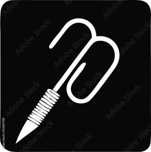 Stylized illustration of a unique tool with a spiral handle and a hooked top