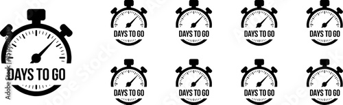 Countdown timer days to go black icons set