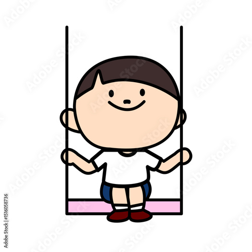 boy playing swing higher and higher