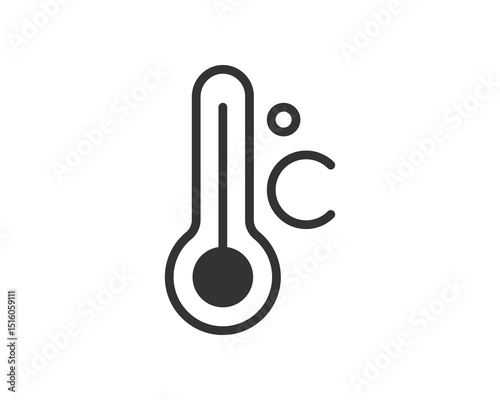 Simple graphic icon depicting a thermometer with a low reading in Celsius. Useful for illustrating weather, temperature, health, or climate change concepts.