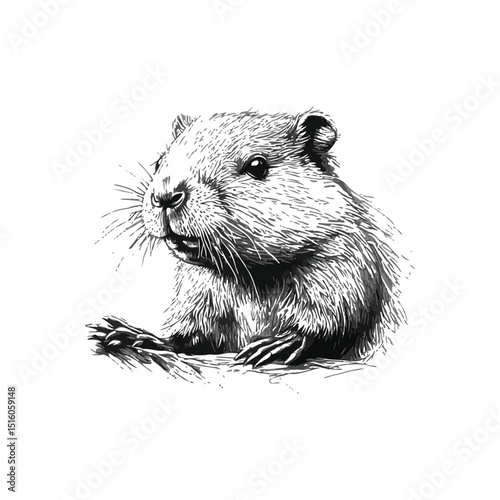 Realistic Beaver Sketch Detailed Wildlife Drawing