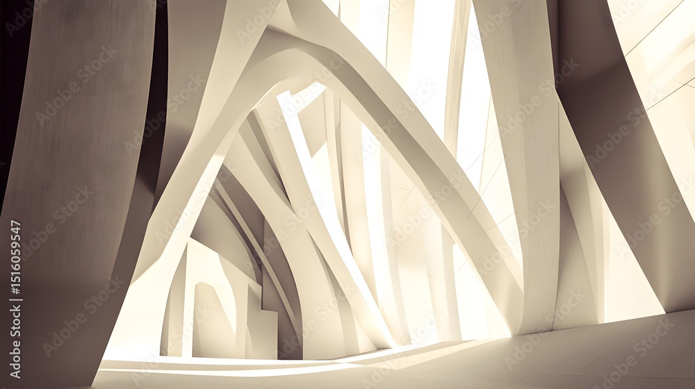 Obraz premium Abstract Beige Architectural Interior Design