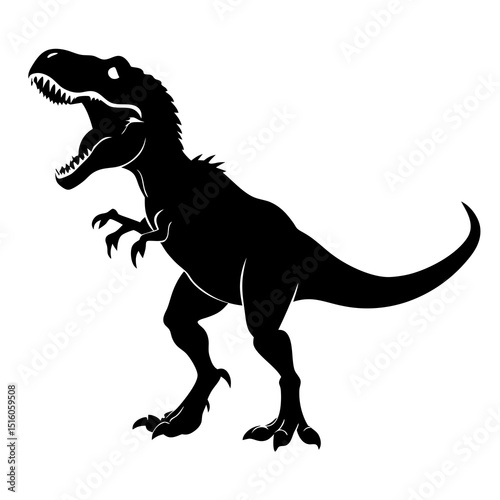 Roaring Tyrannosaurus Rex Line Art – Black and White Dinosaur Illustration for Coloring and Education.