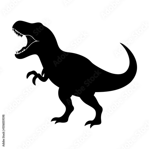 Roaring Tyrannosaurus Rex Line Art – Black and White Dinosaur Illustration for Coloring and Education.