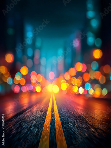 Blurred Urban Street with Bokeh Lights