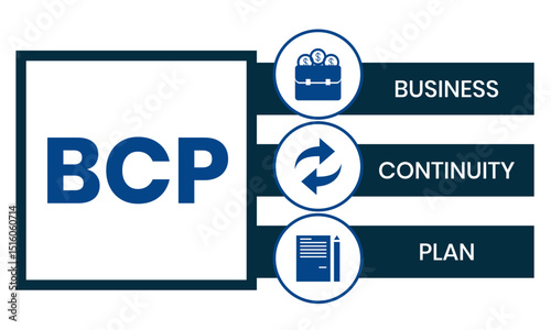 BCP - business continuity Plan. acronym business concept. vector illustration concept with keywords and icons. lettering illustration with icons for web banner, flyer, landing page