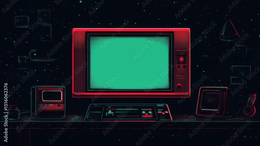 Retro tv glitch: vintage screen shifts from static to vertical lines