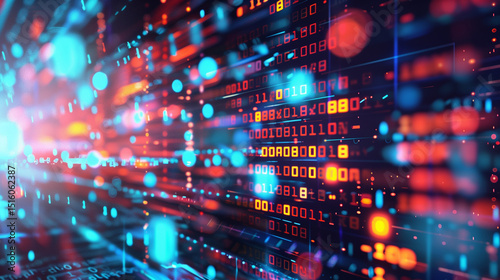 Vibrant streaks of light; representing data flow as the power and speed of digital technology.