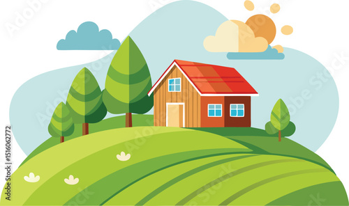 Hill with farmhouse