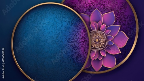 Floral Circle of Deep Azure and Amaranth