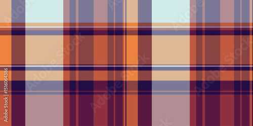 Beige seamless plaid textile, rosa check tartan texture. Daisy pattern background fabric vector in red and pastel colors.