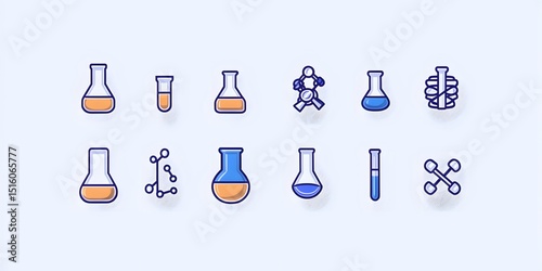 Detailed Chemistry Lab Icon Set.