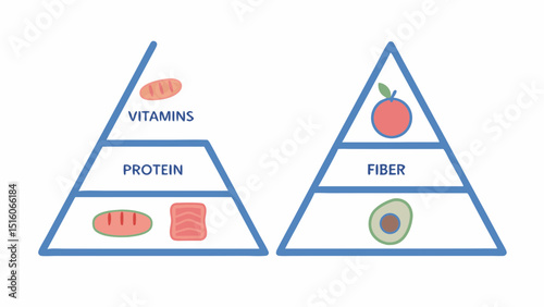 Healthy Eating Guide Nutrition pyramids for vitamins protein and fiber intake infographic diet wellness tips