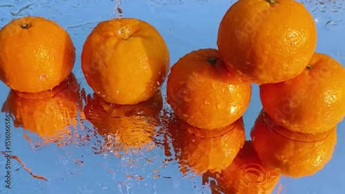 Orange with splash, drip and whirlpool. Makes a refreshing impression. Horizontal Video.