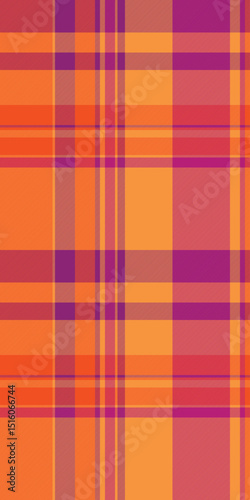 Event vector pattern plaid, winter fabric texture background. Abstract check textile seamless tartan in pink and orange colors.