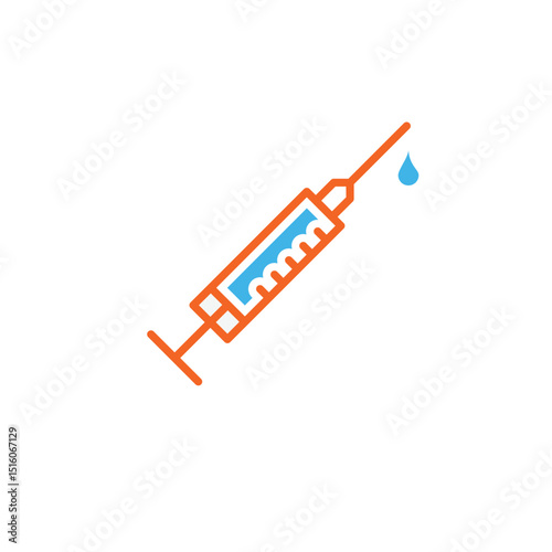 Medical icons. Vaccination / Injection. Syringe with liquid drop. prevention, health, diagnosis. Flat design style