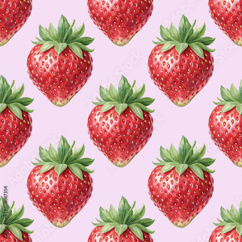 Strawberries Watercolor Strawberry Hand Painted Botanical Seamless Vector Pattern