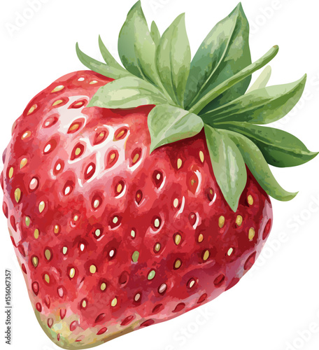 Watercolor Strawberry Hand Painted Botanical Vector Illustration