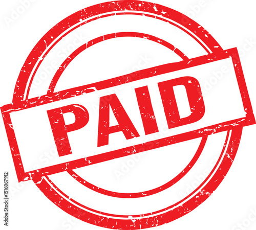 Red grunge rubber stamp with the word paid in a circular design