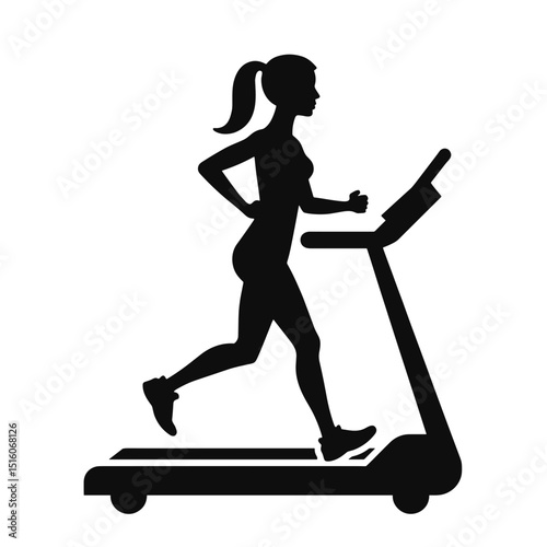 Woman running on treadmill in gym during fitness training  