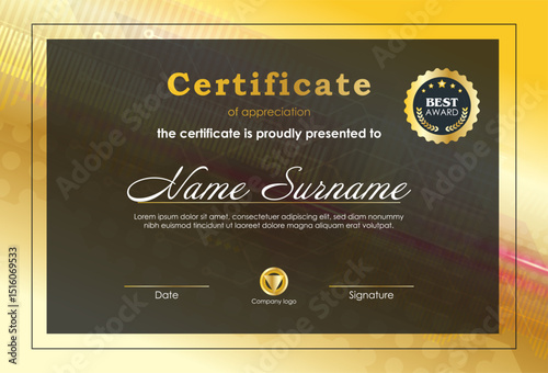 Certificate Of Achievement Award Template Design.
