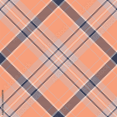 Pillow plaid textile fabric, shabby texture check seamless. Serene background vector pattern tartan in light and orange colors.