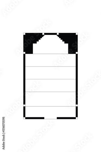 2 dimension floor plan design of smal mosque or muslim prayer room, line black isolated on white background. Set 6