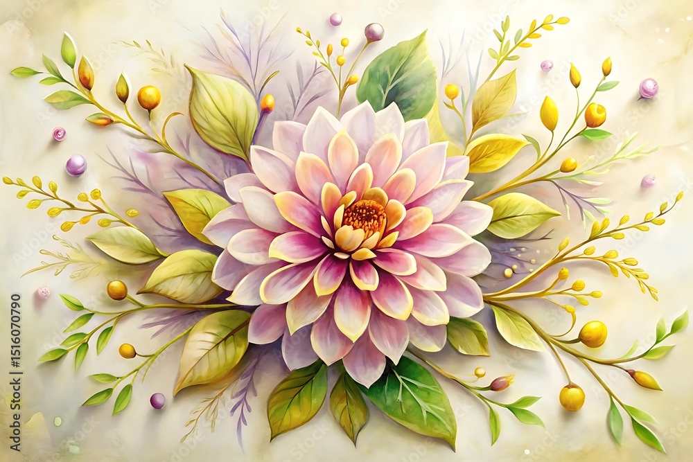 Obraz premium Delicate Floral Arrangement with a Stunning Dahlia