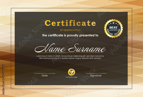 Certificate Of Achievement Award Template Design.