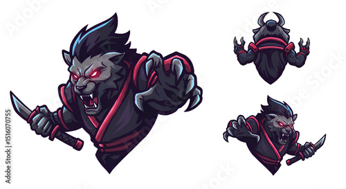 devil Fierce Gaming Mascot Logo Design – Esports Avatar Illustration on White Background
