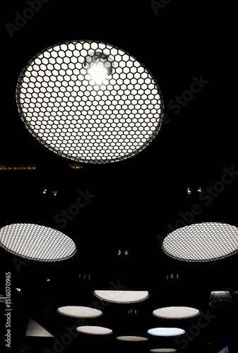 Lighting lamp with honeycomb on ceiling