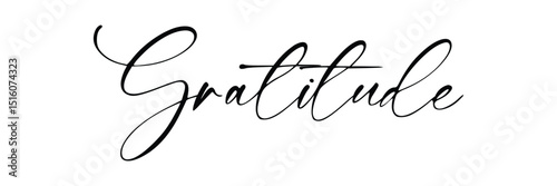 One continuous line drawing typography line art of gratitude word writing isolated on white background. Vector Illustration . EPS 10 . 