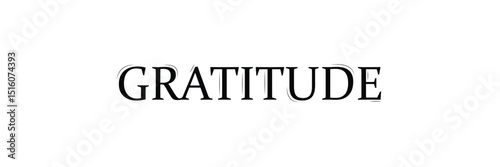 One continuous line drawing typography line art of gratitude word writing isolated on white background. Vector Illustration . EPS 10 . 